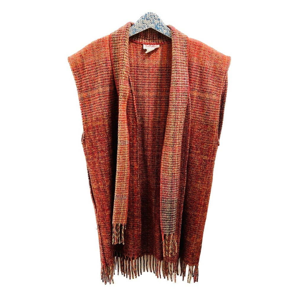 Vintage Sally Gee Sweater Vest large red orange wool